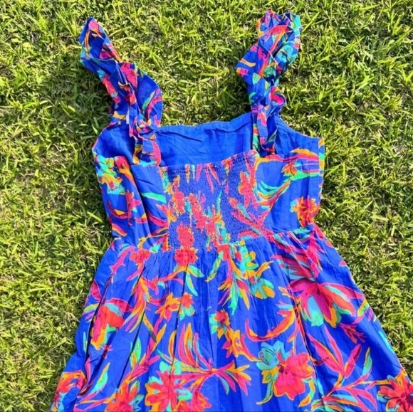 Brilliant Blue Dark Peony midi dress - Picture 6 of 7